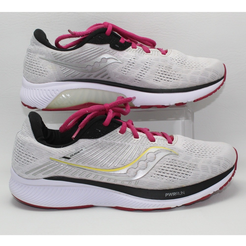 Saucony Guide 14 Womens 9 Running Shoes White Silver Pink S10654-55 Stability